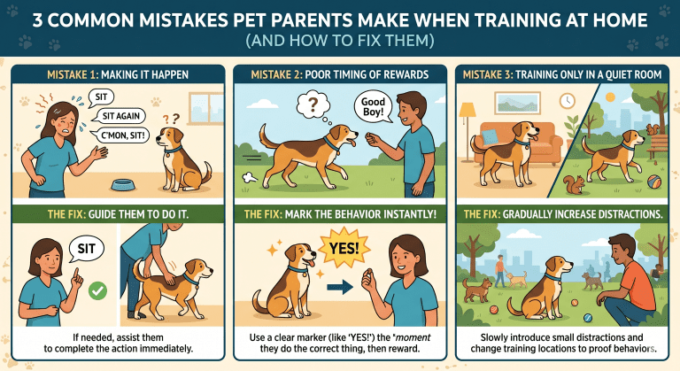 3 Common Mistakes Pet Parents Make When Training at Home (And How to Fix Them)